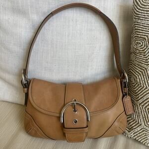 Coach Soho Mini Buckle Flap Shoulder Bag Camel Leather Y2K F1040-9247